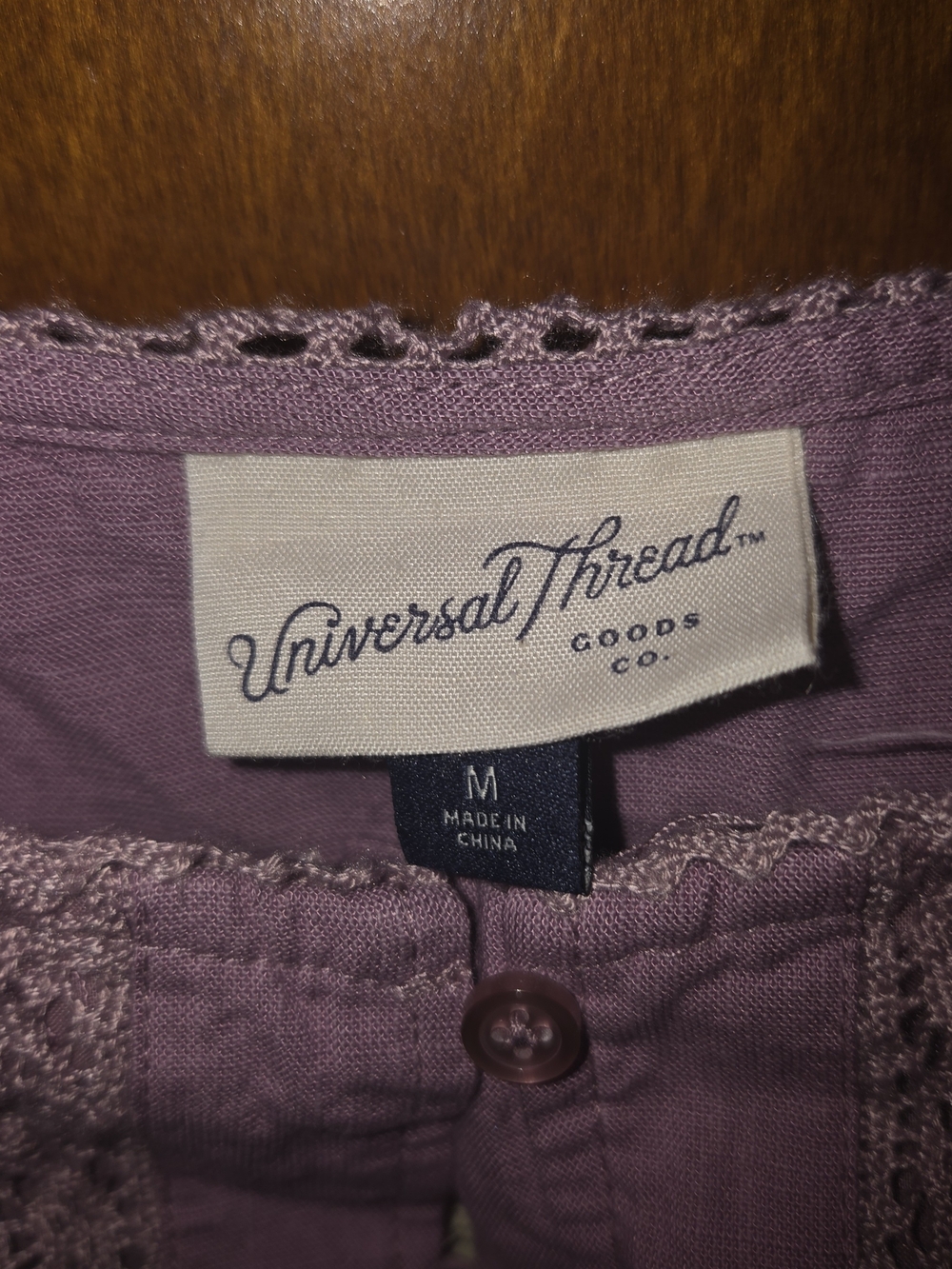 Universal Thread Mauve Lace-Trim Button Front Tank - Picture 3 of 5